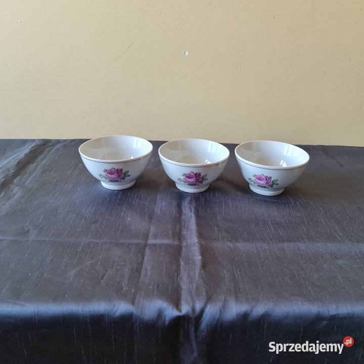 3 miseczki z porcelany PRL Warszawa
