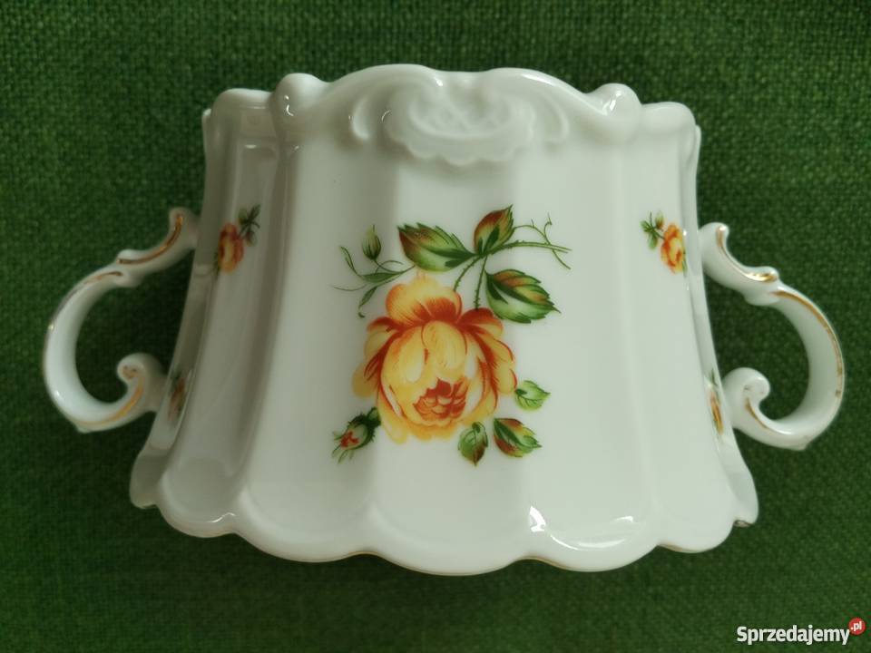 Cukiernicabomboniera porcelana żółte róże małopolskie