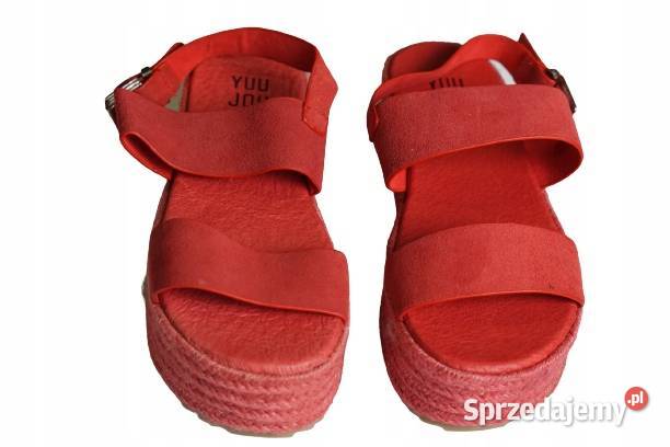 38 czerwone sandały na koturnie espadryle Gaszowice