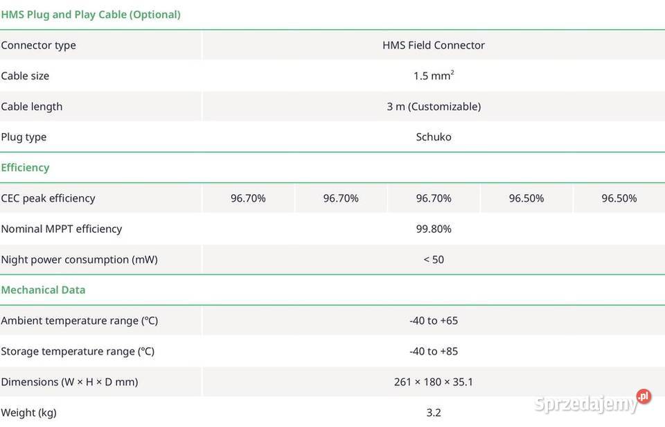 Mikroinwerter HOYMILES HMS8002T 800 VA 2MPPT 2 Falowniki małopolskie