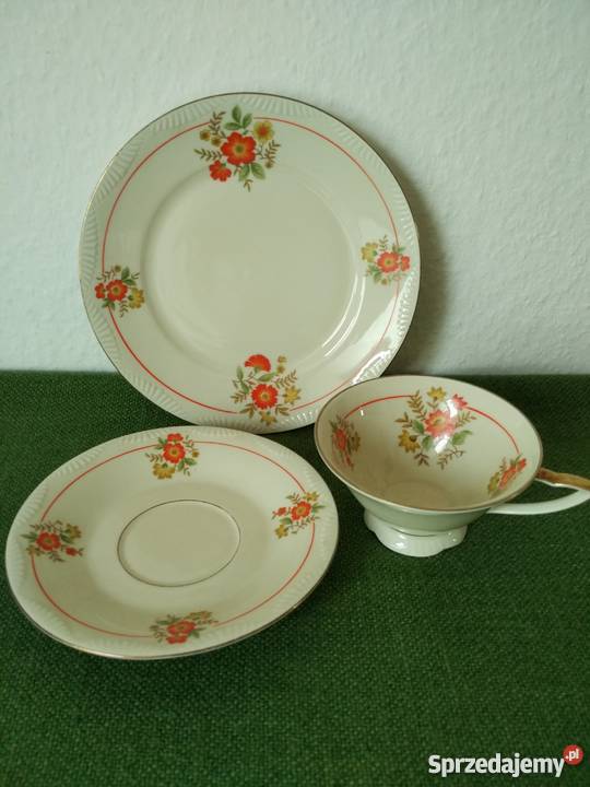 Trio śniadaniowe sygnowana porcelana Kahla Gorlice