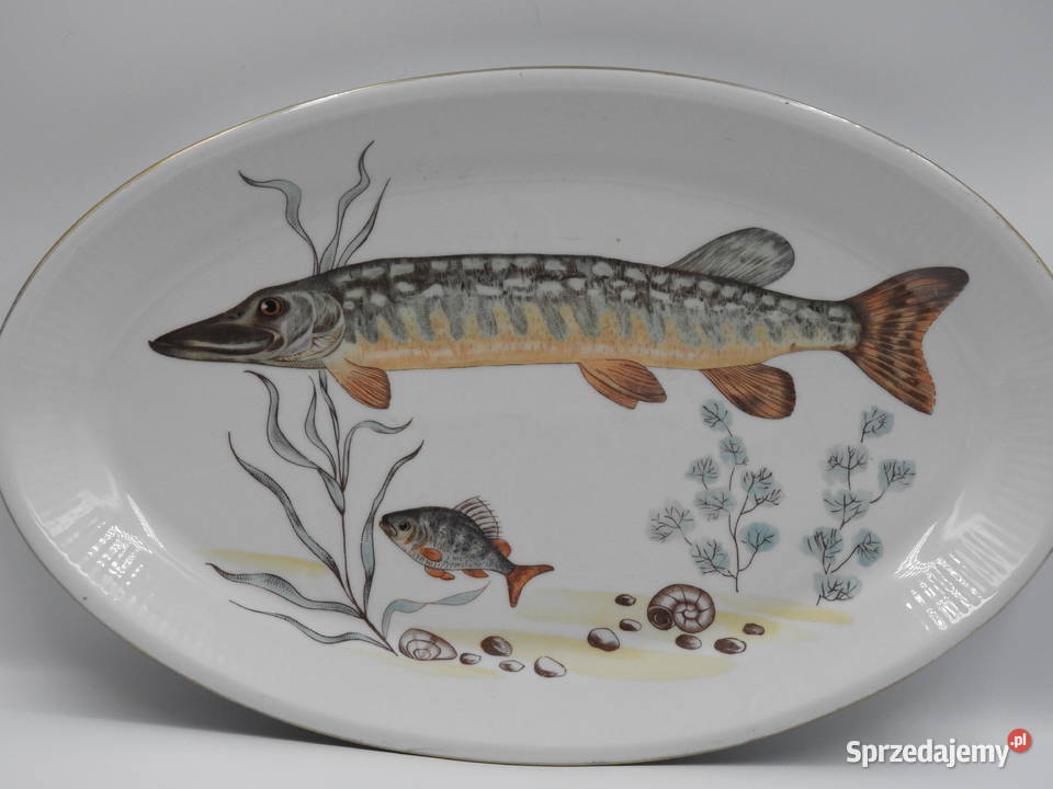 Duży półmisek szczupak porcelana Chodzież z lat kujawsko-pomorskie sprzedam
