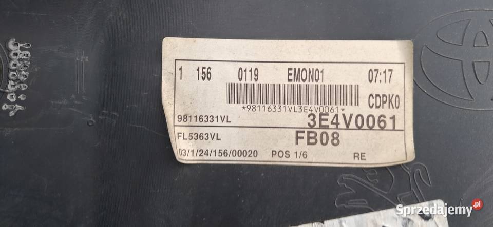 EXPERT JUMPY PROACE BERLINGO ZDERZAK TYŁ TYLNY Bieleń