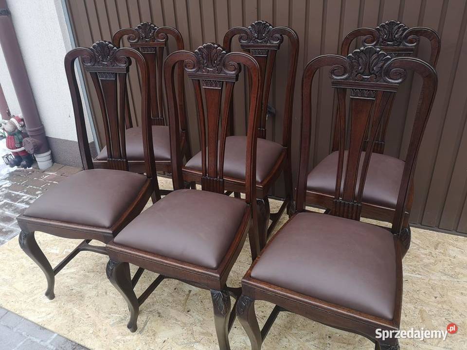 Krzesła Dębowe Wysokie Politura Stare Antyk Swarzędz