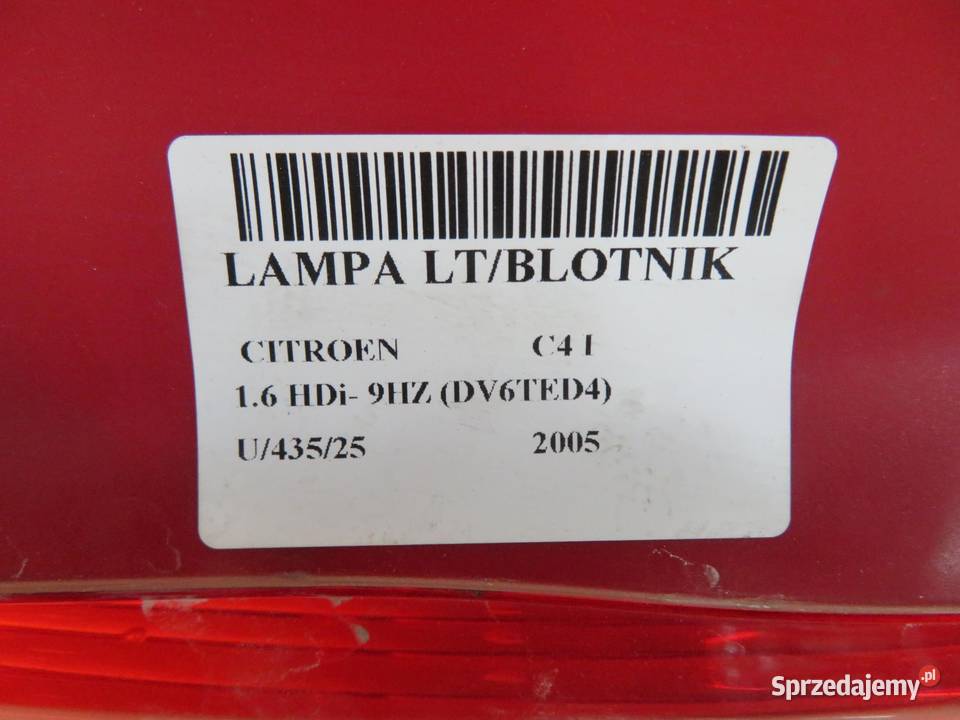 LAMPA LEWA TYLNA CITROEN C4 I 9655864080