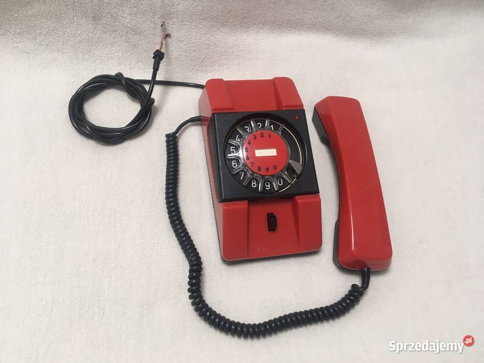 PRL stary telefon Bratek czerwony