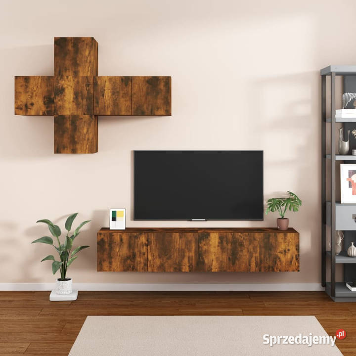 Zestaw 7 szafek TV przydymiony dąb materiał Warszawa