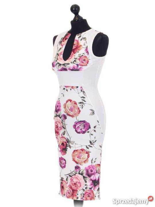 Sukienka ołówkowa w kwiaty na wesele Rozmiar 38(M) sprzedam