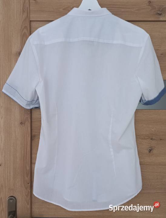 Koszula męska SMOG Slim Fit M biała krótki rękaw Koło