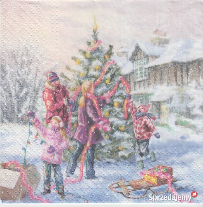 Dekupaż serwetki Mikołaj Boże Narodzenia Choinka Rękodzieło Skarżysko-Kamienna