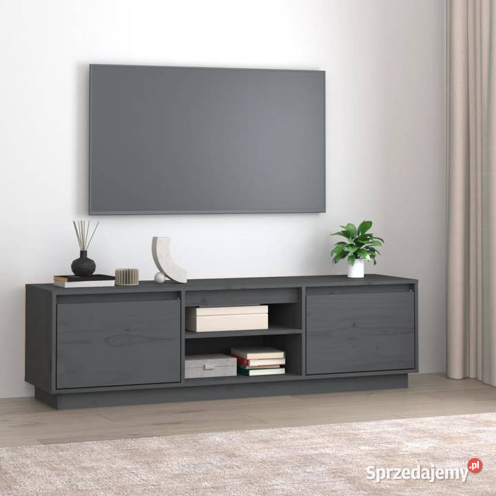 Szafka pod telewizor szara 140x35x40 lite drewno Meble
