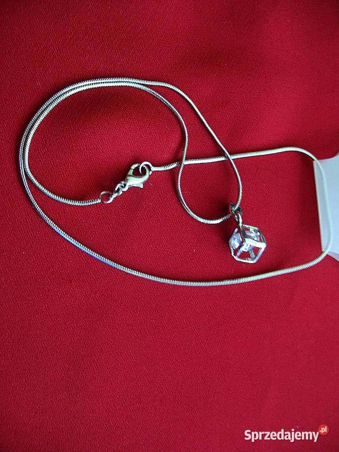 Wisiorek naszyjnik kostka z cyrkonią długość 42 Siedlce