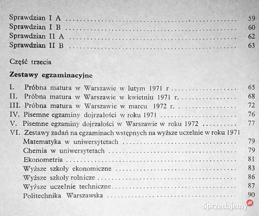 Zbiór pytań i zadań egzaminacyjnych z matematyki Chełm sprzedam