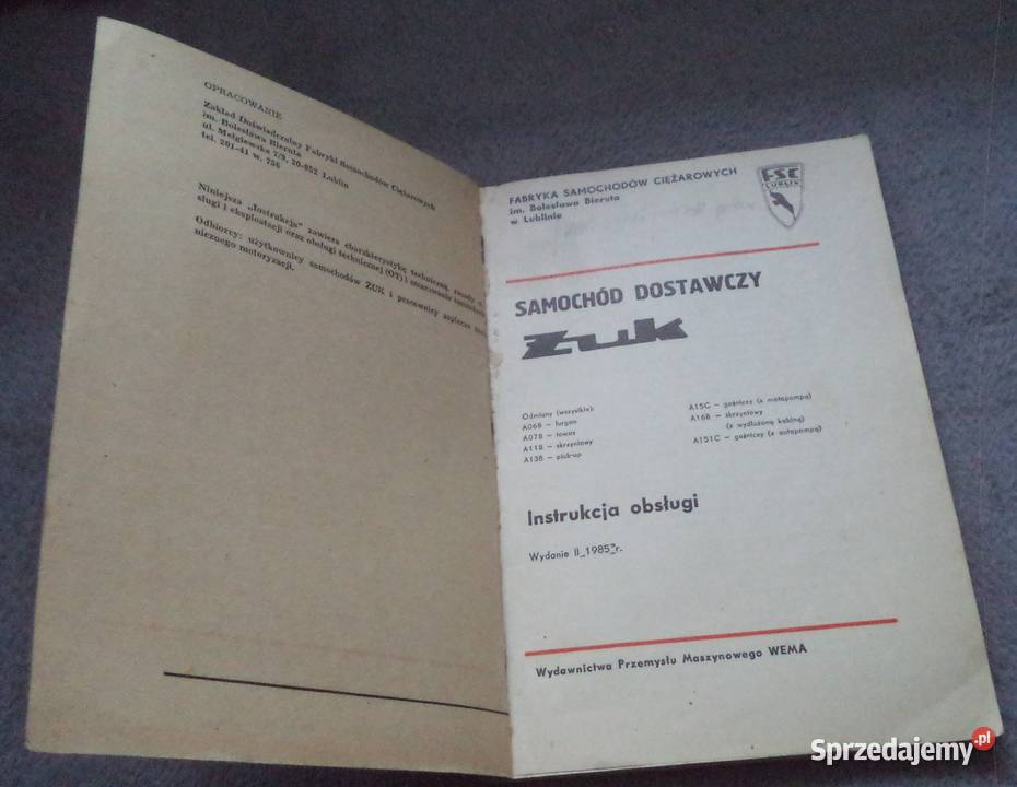Żuk instrukcja obsługi samochodu 1985 Piekary Śląskie