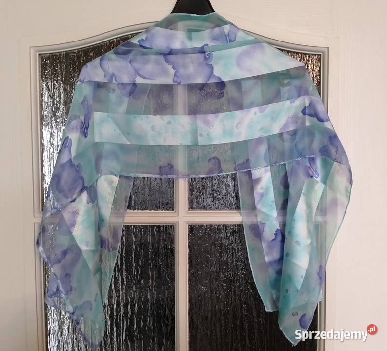 SZALIK błękitny z połyskującym wzorem lekki Oborniki