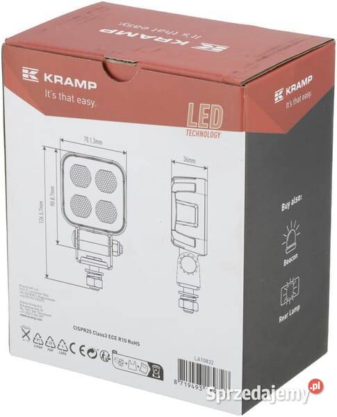 Lampa robocza LED kwadratowa 40W 2650lm 1224V Kamionna