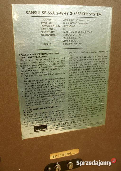 Sansui SP 55A Kultowe Kolumny Vintage Ciasna