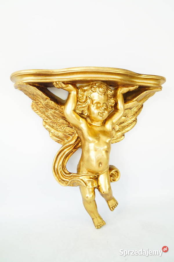 KONSOLKA BAROKOWA półka złota AMOR putto piękna