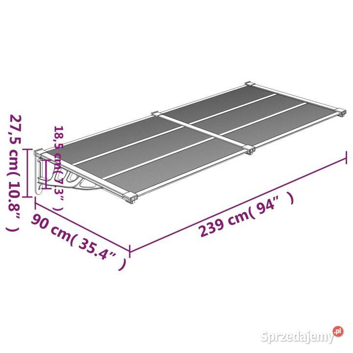 vidaXL Daszek drzwi czarny 239x90 Warszawa