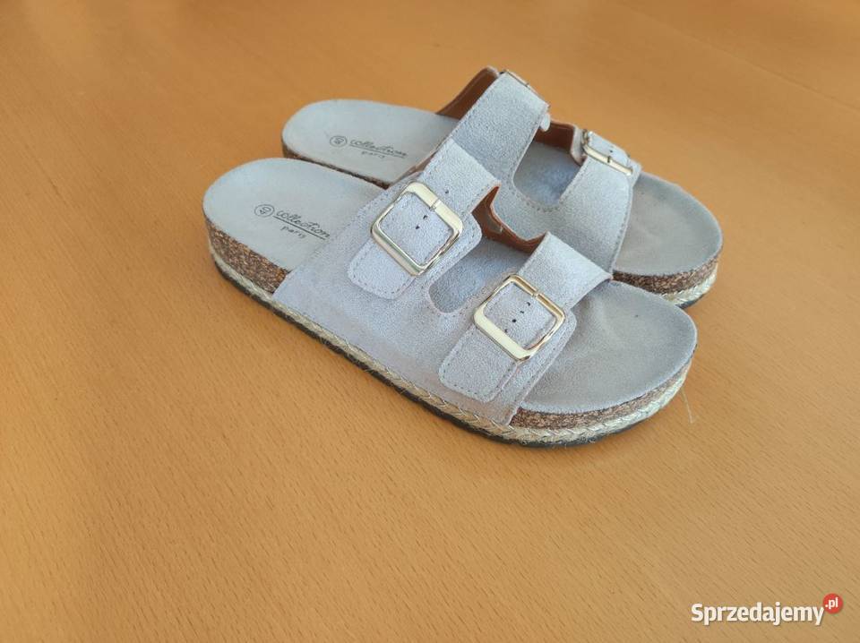 klapki birkenstock szare skóra zamsz klamry na 26cm Kielce sprzedam