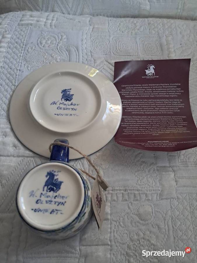 Ceramiczna filiżanka ze spodkiem Manufaktura lubelskie Ciecierzyn