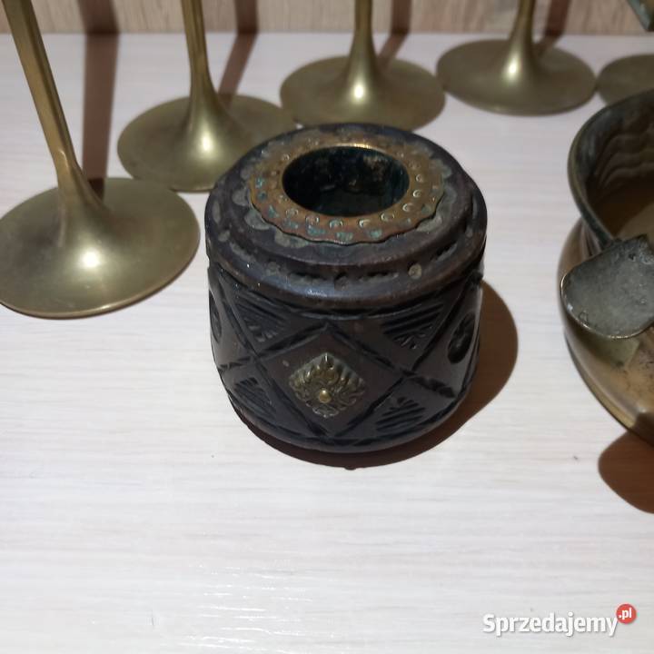 Antyczne swieczniki lichtarz i popielnica Antyki łódzkie Łódź sprzedam