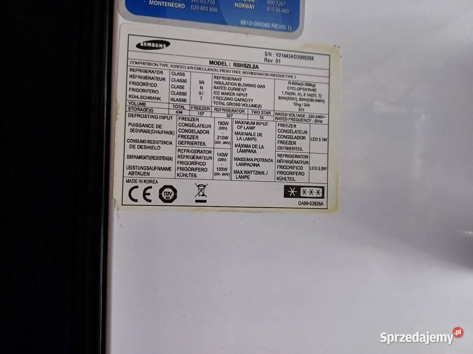 Lodówka zamrażarka side by side samsung AGD zachodniopomorskie