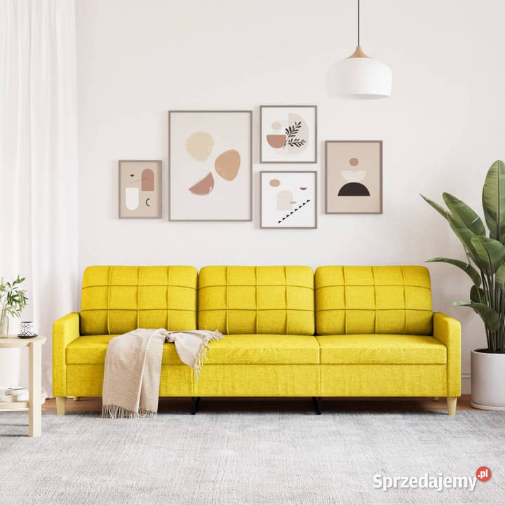 Sofa 3osobowa jasnożółta 210 tapicerowana mazowieckie