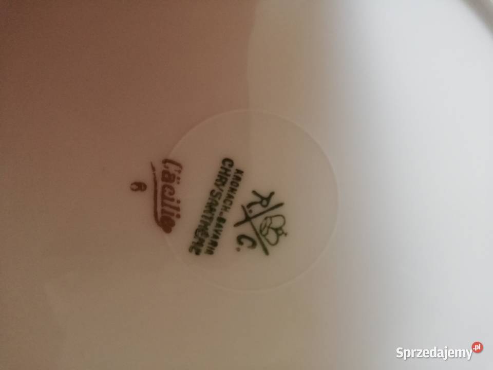Talerze deserowe Rosenthal Chryzantheme Róże Porcelana i szkło
