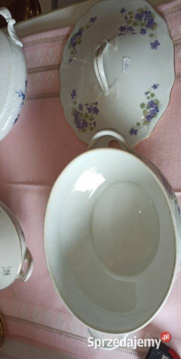 Olbrzymia Waza Fiołki Bohemia Feston Made in Porcelana i szkło sprzedam