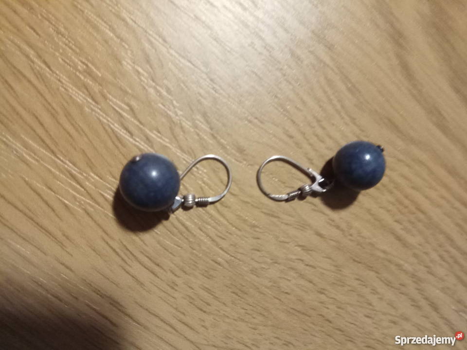 Kolczyki pr 925 srebrne z niebieskim jaspisem Pszczyna