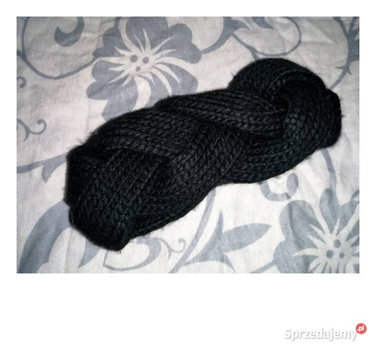 Ciepła Gruba Czrana Warkoczowa Opaska na głowę wielkopolskie