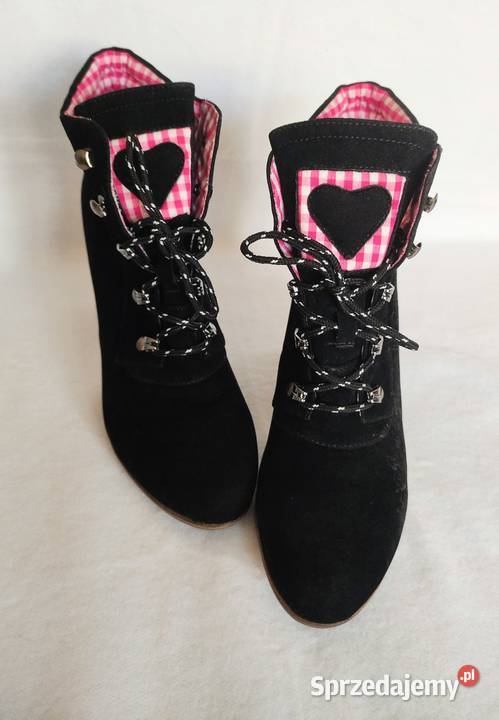 Nowe zamszowe botki Bonprix na obcasie Giżycko sprzedam