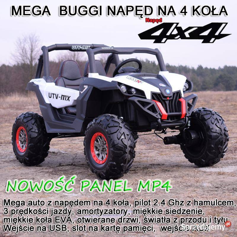 MEGA AUTO BUGGI 4X4 PANEL MP4 MIĘKKIE KOŁA EVA Toruń