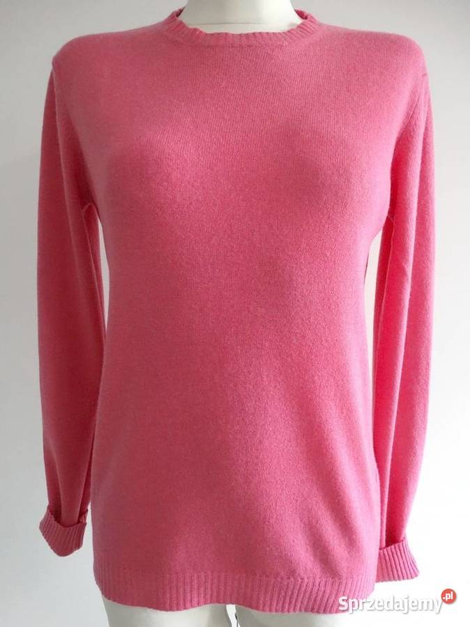 Sweter Kaszmirowy Kaszmir Wełna Różowy Crew Neck