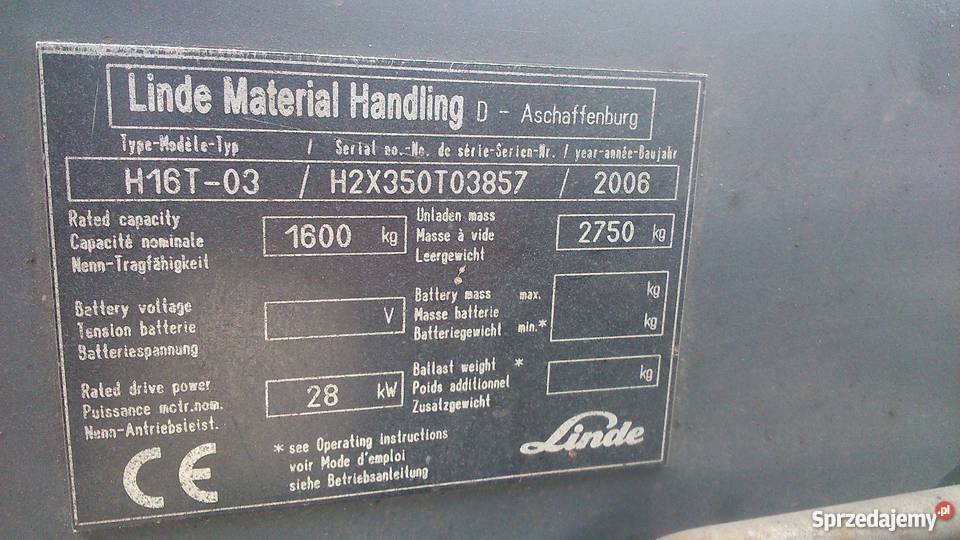 Wózek widłowy LINDE H16T Strzałkowo