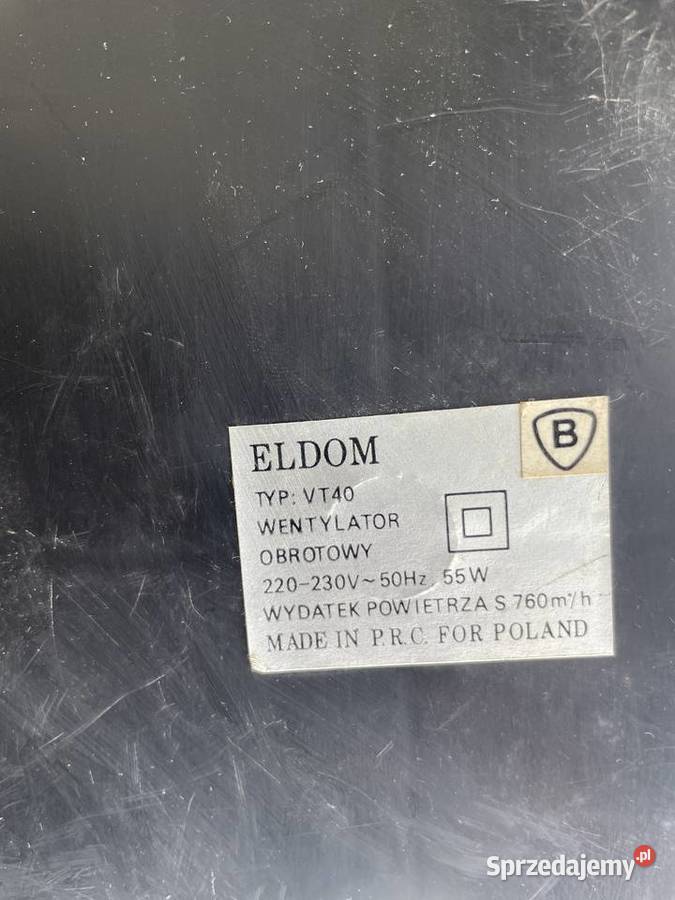 Eldom VT 40 wentylator Pruszcz Gdański