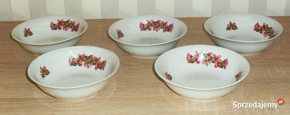 Porcelanowa miska i 5 salaterek firmy KAROLINA biały śląskie Gliwice