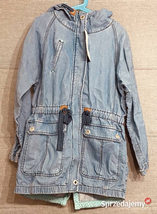 Dziewczęca długa kurtka jeansowa z kapturem mazowieckie Żyrardów