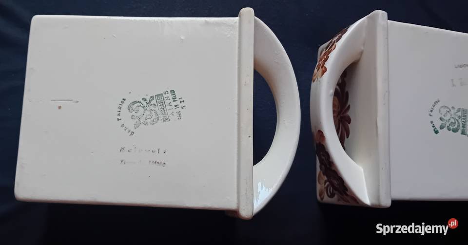 Dwie większe szufladki fajansowe Włocławek Porcelana i szkło wielkopolskie Koźminek