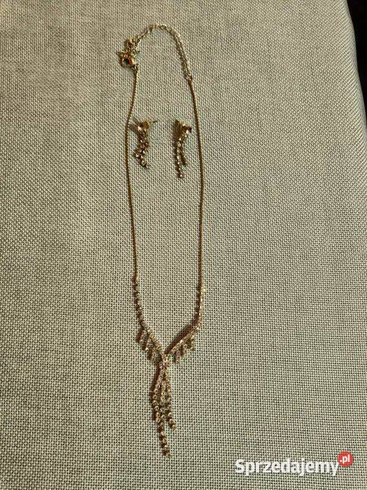 Śliczny zestaw ślubny kolczyki naszyjnik Wołomin