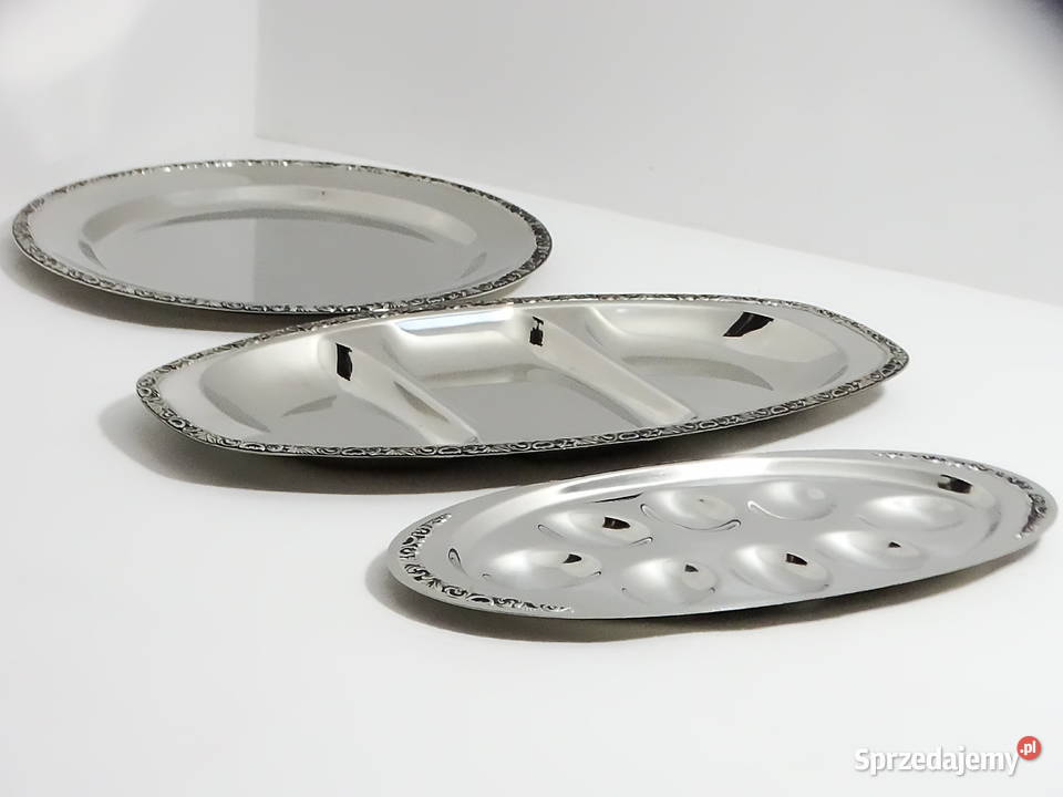Zestaw 3 dekoracyjnych tac stal nierdzewna Biłgoraj sprzedam