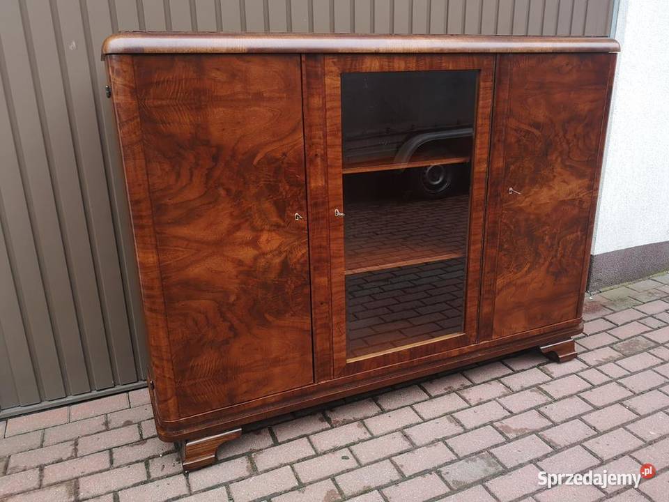 Biblioteka Witryna ARTDECO Orzech Zgrabna Stara wielkopolskie Swarzędz