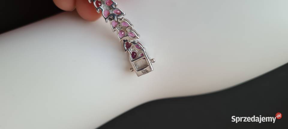 Bransoletka srebro rodowane 925 granaty rodolity srebro Otwock