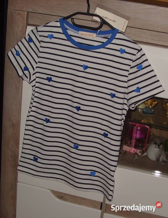 TSHIRT biały w czarne paseczki Chabrowe Inny materiał wielkopolskie Rawicz