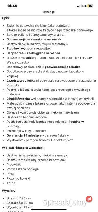 Łóżeczko turystyczne Moolino Happy Morąg