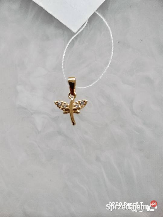 Złota Nowa zawieszka ważka z cyrkoniami złoto Wałcz
