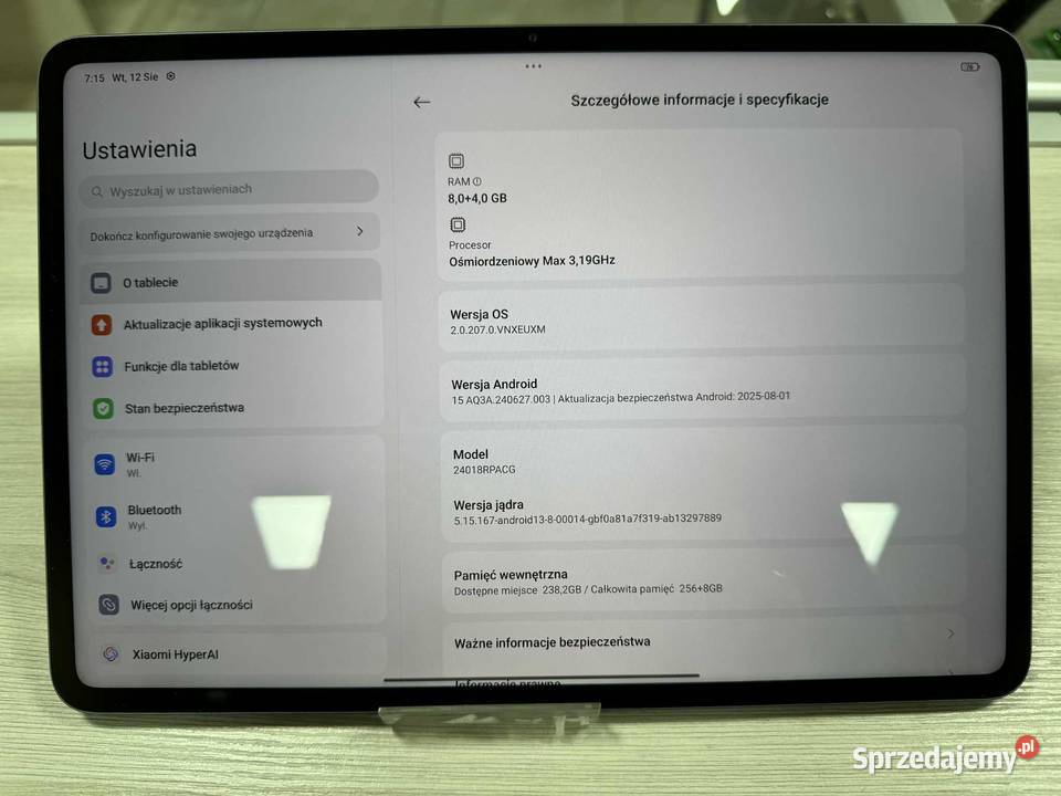 Tablet Xiaomi Pad 6S Pro 124 8 GB 256 GB szary Elbląg