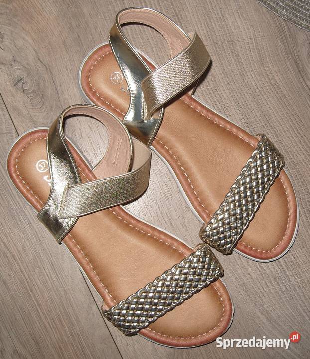 SDS NOWE sandałki złoty pleciony pasek r 3723 inna Sandały i klapki Rawicz sprzedam
