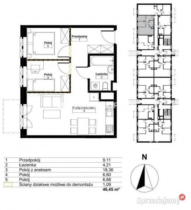 Mieszkanie Kraków 4645m2 3 pokojowe Liczba pokoi 3 Sprzedaż